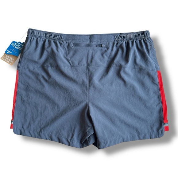 NWT Brooks Sherpa 2-in-1 5” Running Shorts Swim Trunks Grey and Orange - Picture 3 of 17